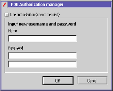 PDE login dialog